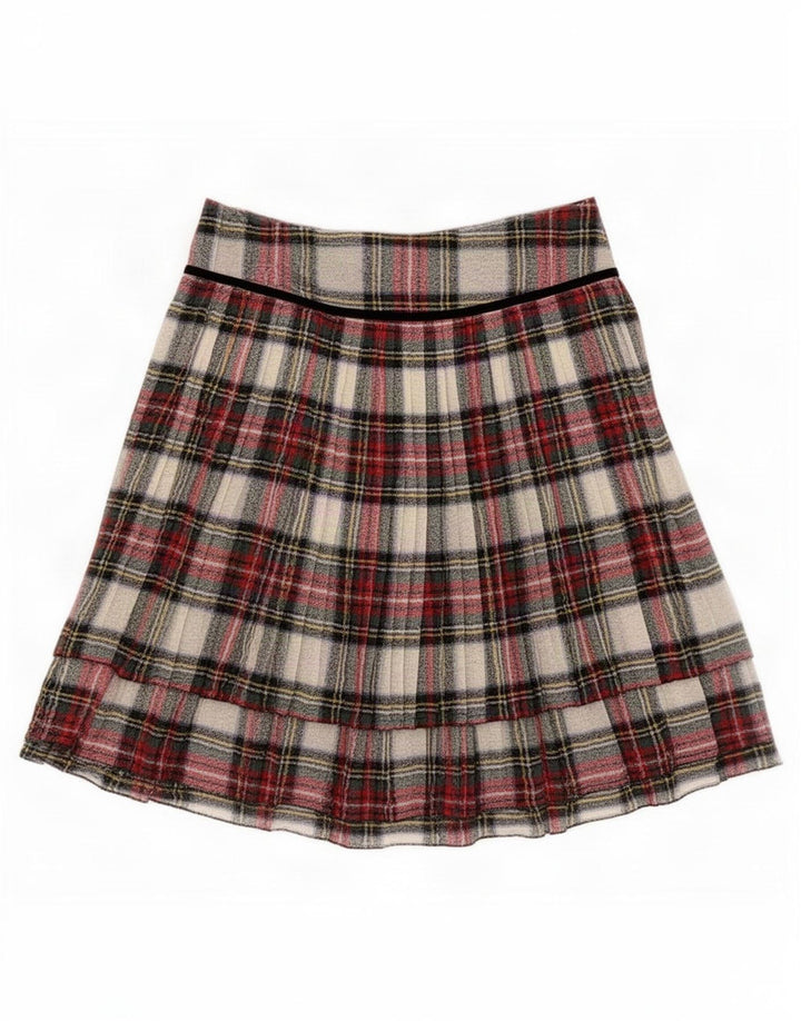 Gonna a portafoglio a pieghe vintage da donna IT 44 media W30 a quadri multicolore