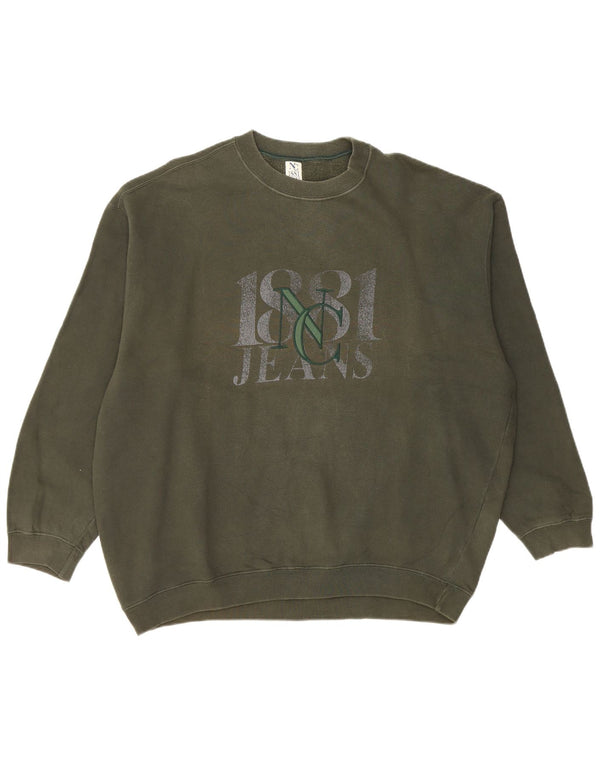 CERRUTI 1881 Felpa grafica da uomo Maglione grande cotone kaki