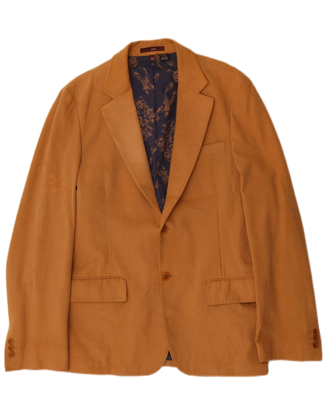 Giacca blazer da uomo a 2 bottoni Zara EU 48 cotone marrone medio