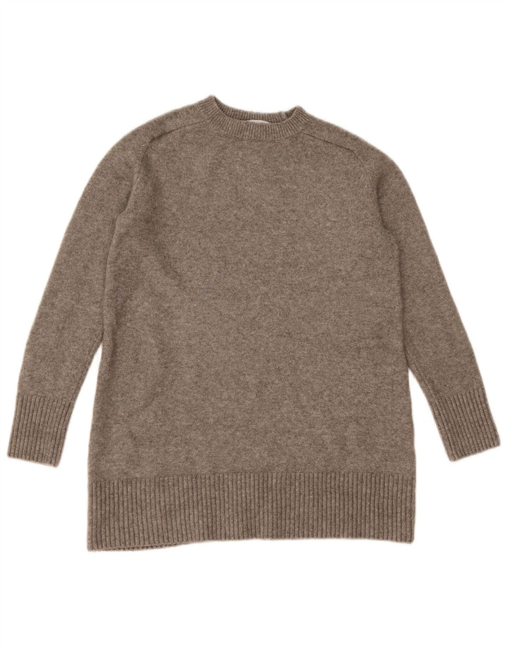 Maglione maglione con scollo a barca da donna Zara UK 12 Poliestere screziato grigio medio