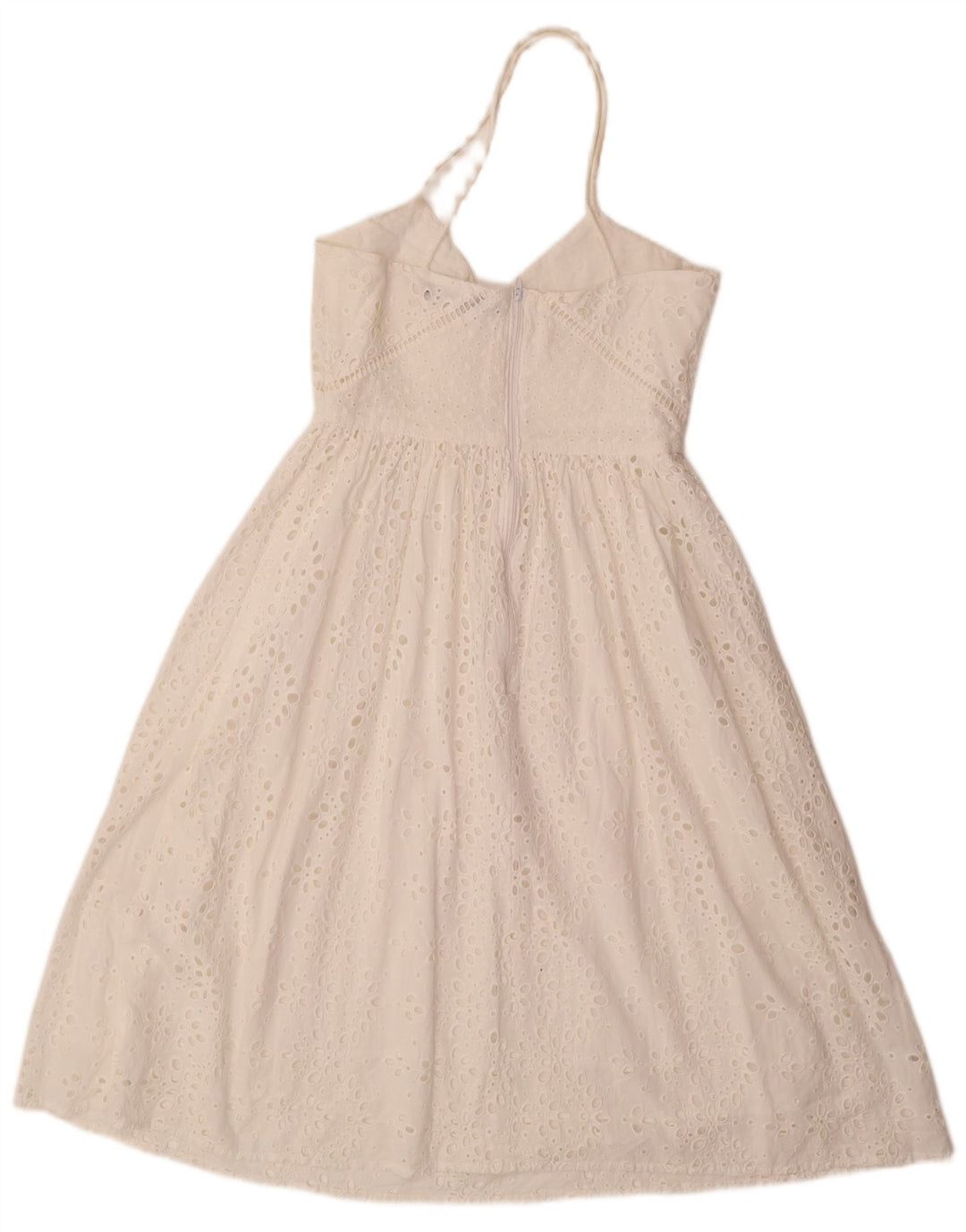 ZARA Prendisole Donna UK 6 XS Bianco Cotone