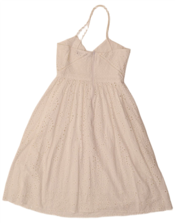ZARA Prendisole Donna UK 6 XS Bianco Cotone