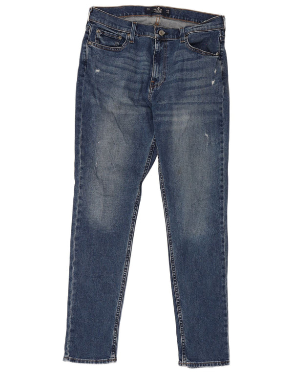 Hollister Jeans Atletici Skinny da Uomo W33 L32 Cotone Blu