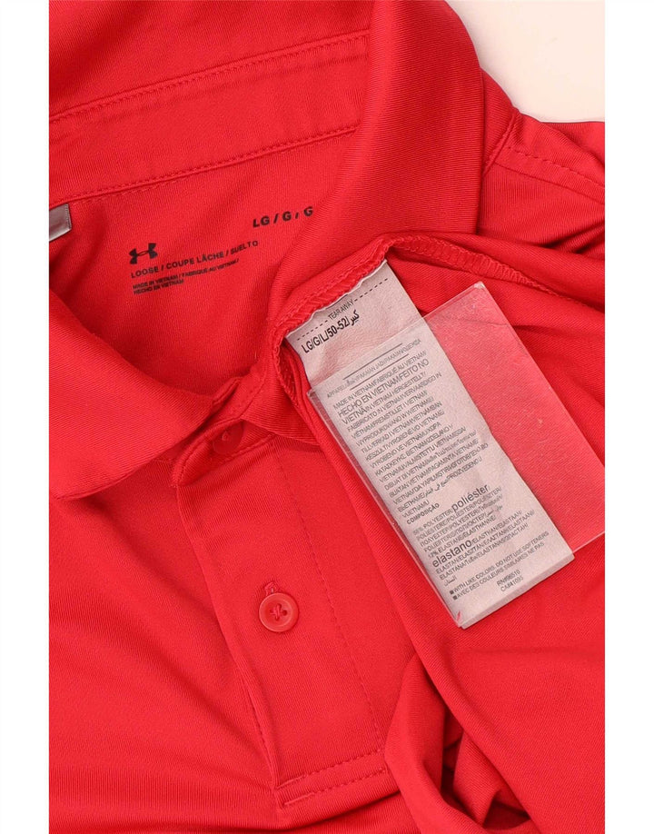Polo grafica da uomo Under Armour grande rossa in poliestere