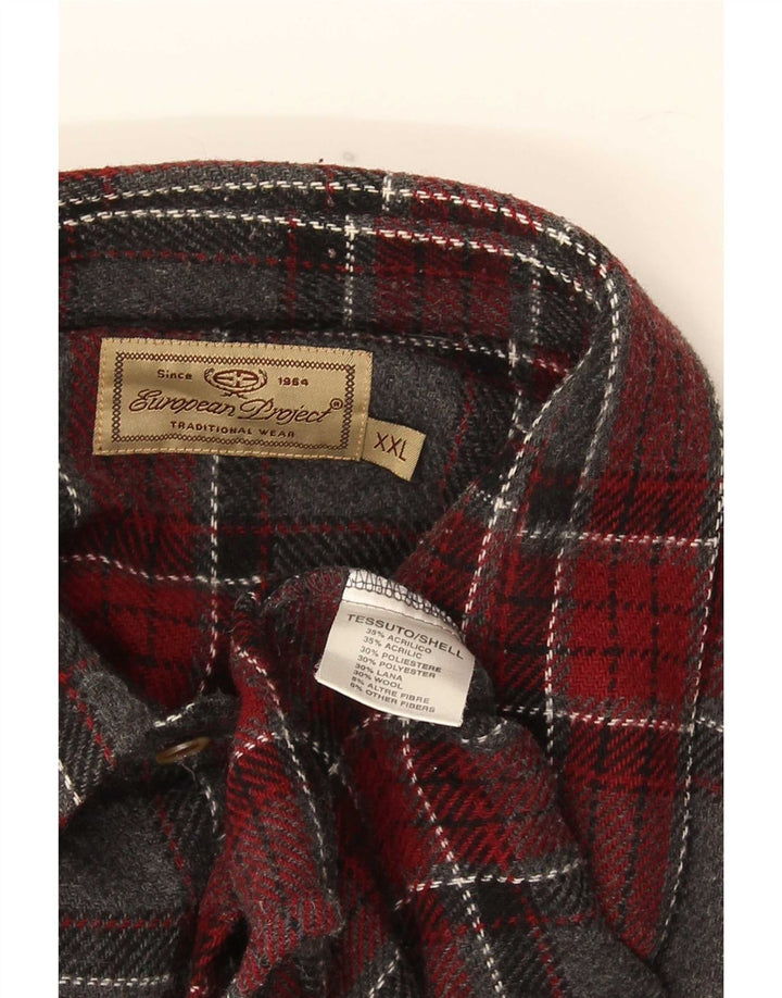 Camicia in flanella da uomo del progetto europeo 2XL Acrilico a quadri grigi