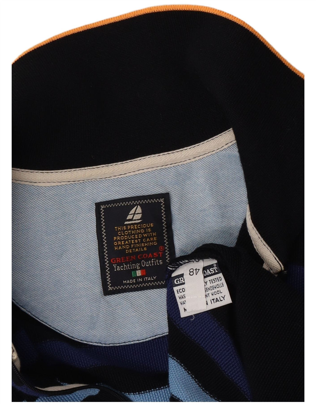 Maglione maglione collo alto da uomo Green Coast IT 48 medio a righe blu navy