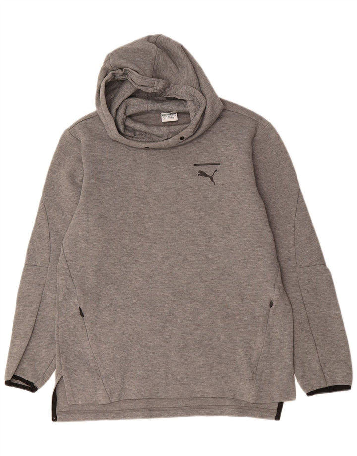 PUMA Mens Hoodie Jumper Small Grey Cotton