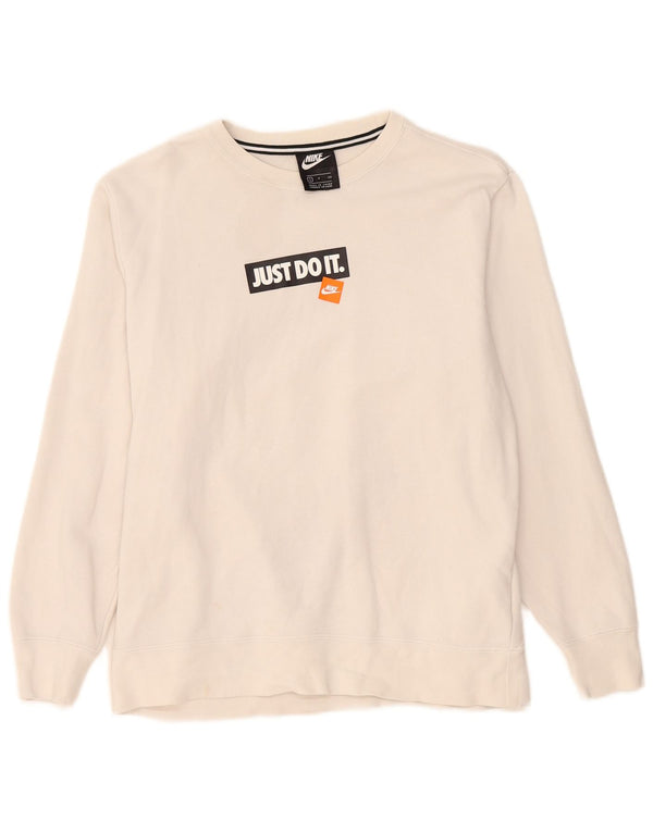 Felpa con grafica Nike da uomo, piccola, cotone bianco