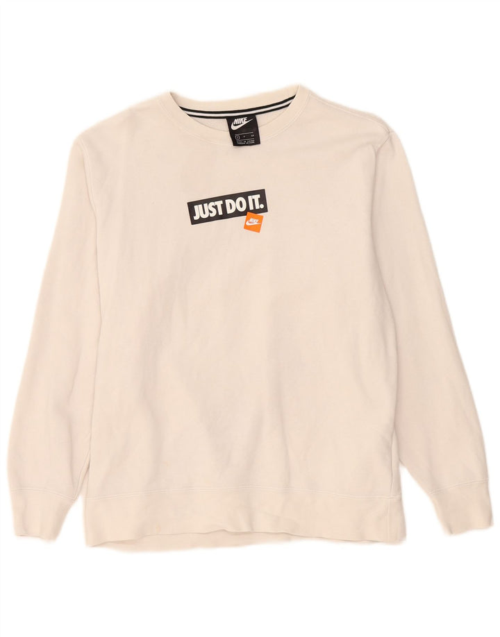 Felpa con grafica Nike da uomo, piccola, cotone bianco