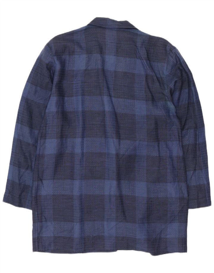 Giacca blazer lunga da donna Carla Carini UK 14 medio blu navy a quadri