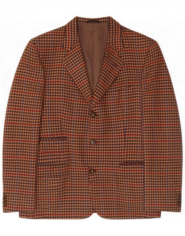 Giacca blazer vintage da uomo a 3 bottoni IT 52 XL pied de poule marrone