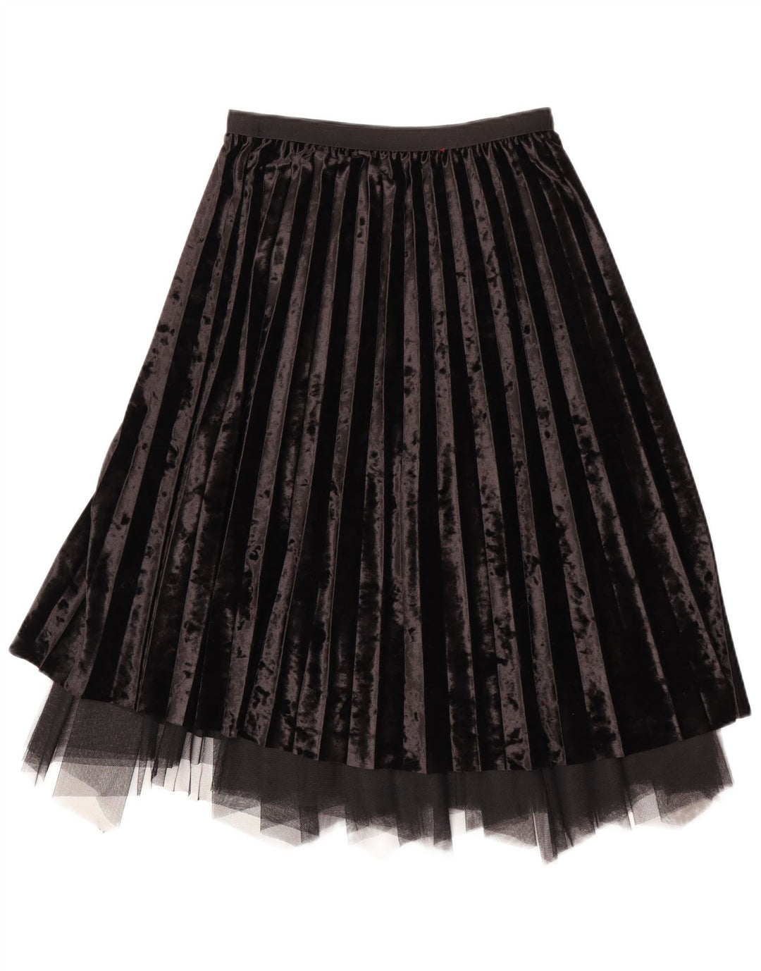 Gonna a pieghe vintage in velluto da donna W28 media nera