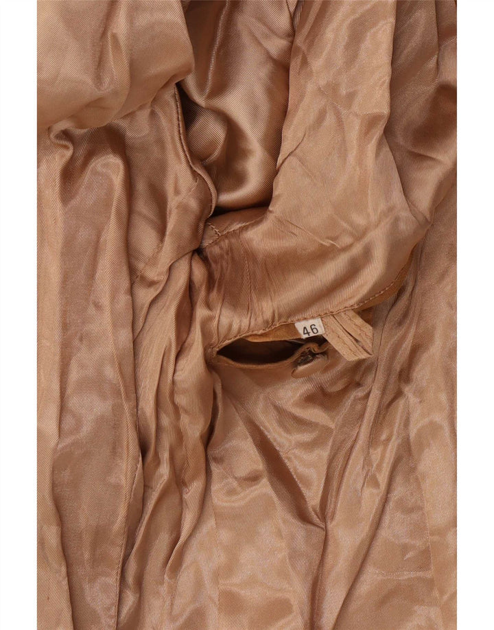 Giacca vintage in pelle scamosciata da uomo IT 46 piccola beige