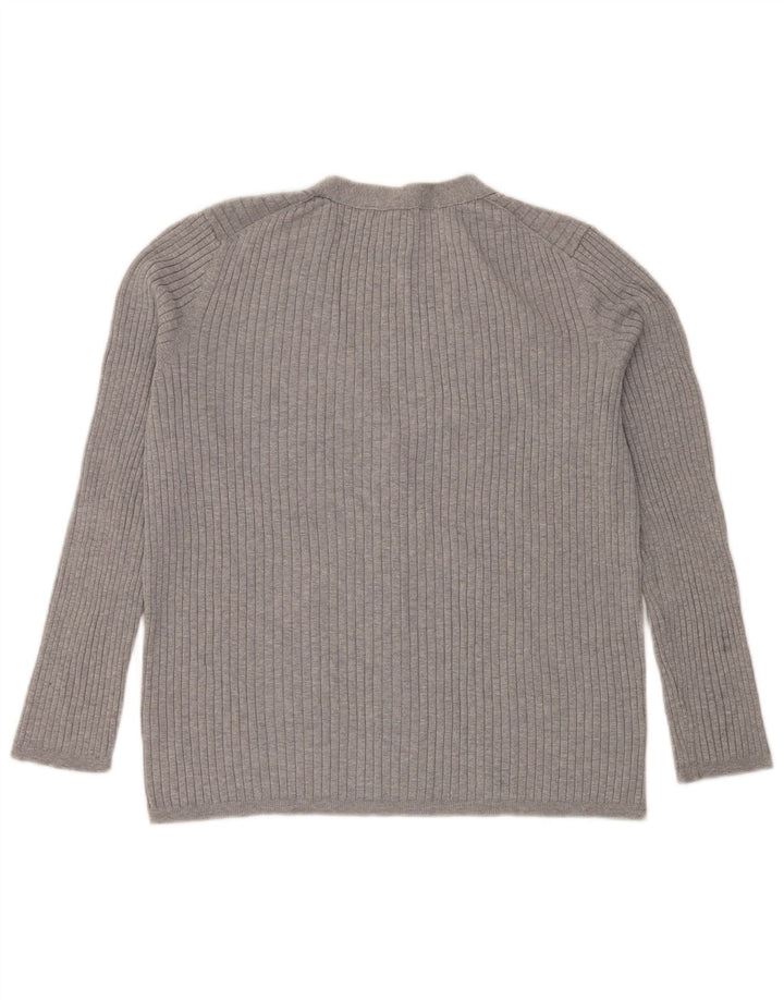Maglione cardigan da donna Gap UK 14 grande cotone grigio classico