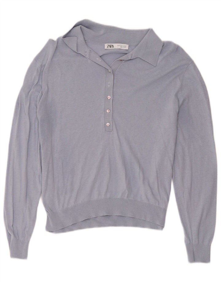 Maglione maglione collo alto da donna Zara UK 12 Blu medio