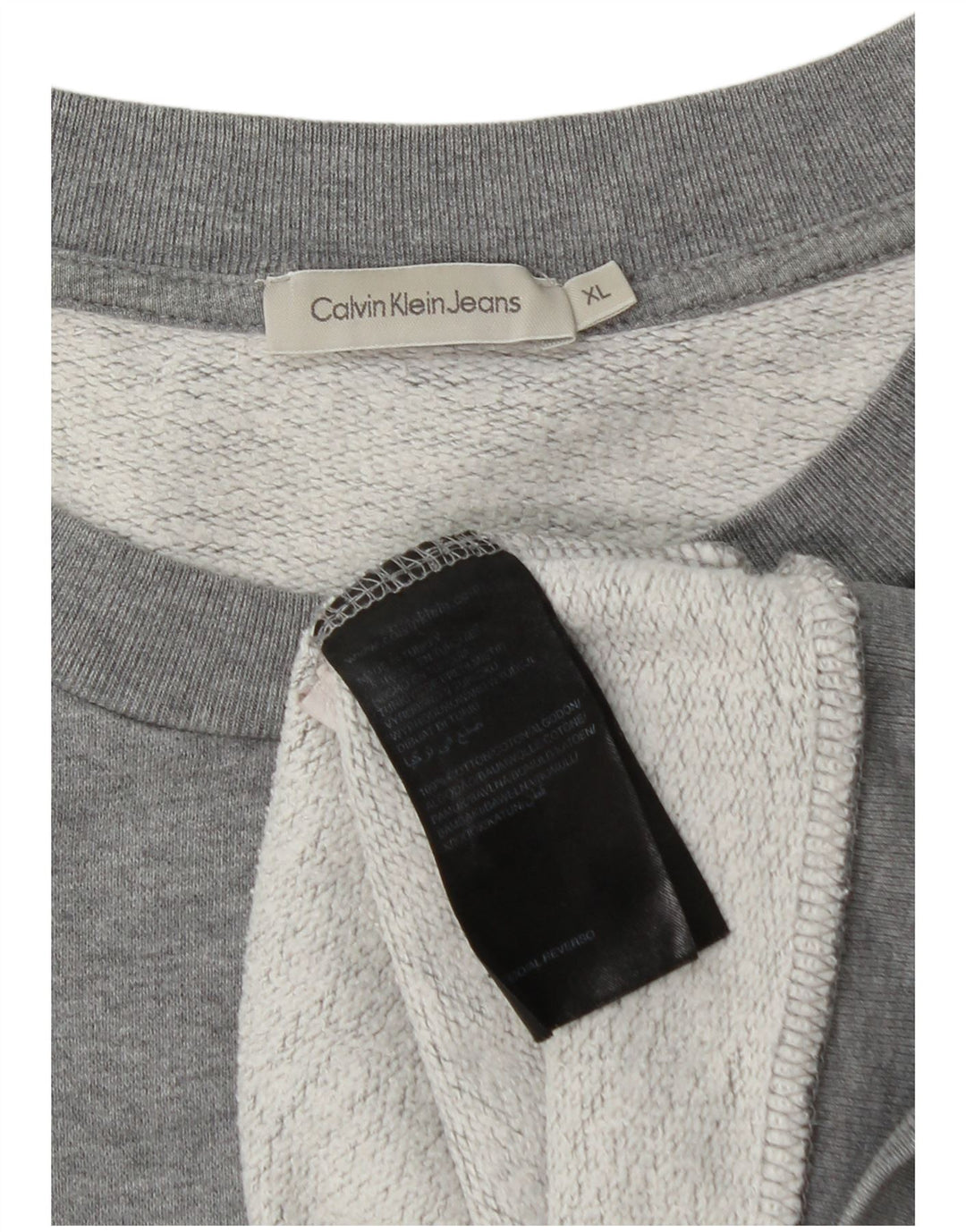 CALVIN KLEIN JEANS Felpa con grafica da uomo Maglione XL Cotone grigio