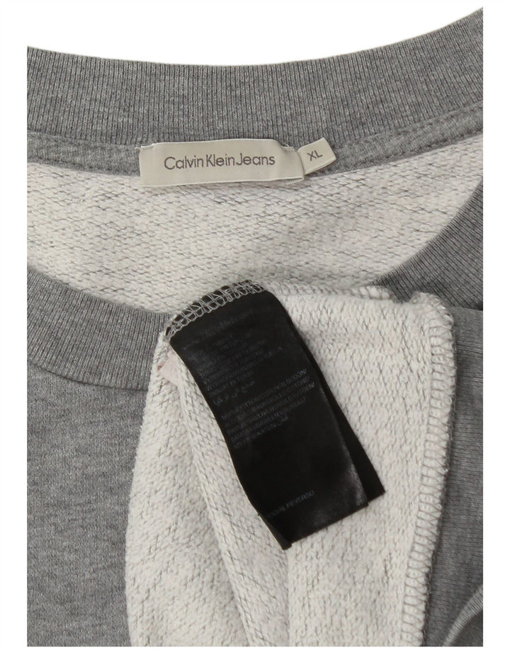 CALVIN KLEIN JEANS Felpa con grafica da uomo Maglione XL Cotone grigio