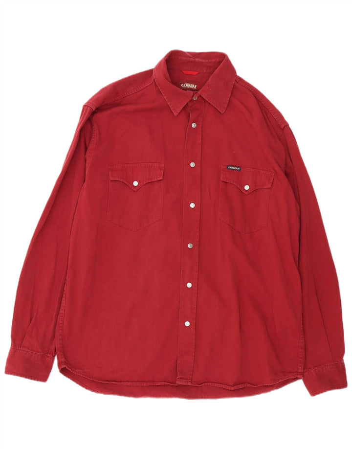 CARRERA Camicia di jeans da uomo XL in cotone bordeaux