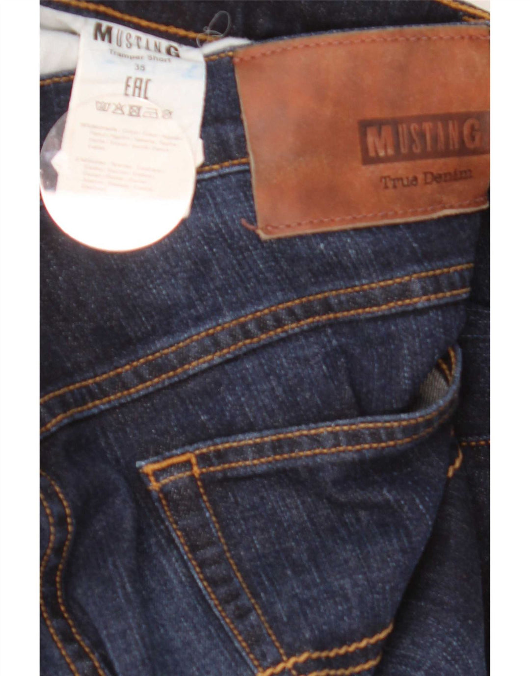Pantaloncini di jeans da uomo Mustang W35 grandi in cotone blu navy