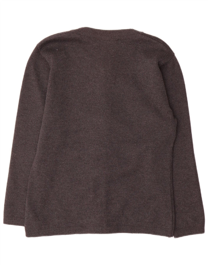 Maglione cardigan oversize da donna vintage UK 10 piccolo in lana grigia