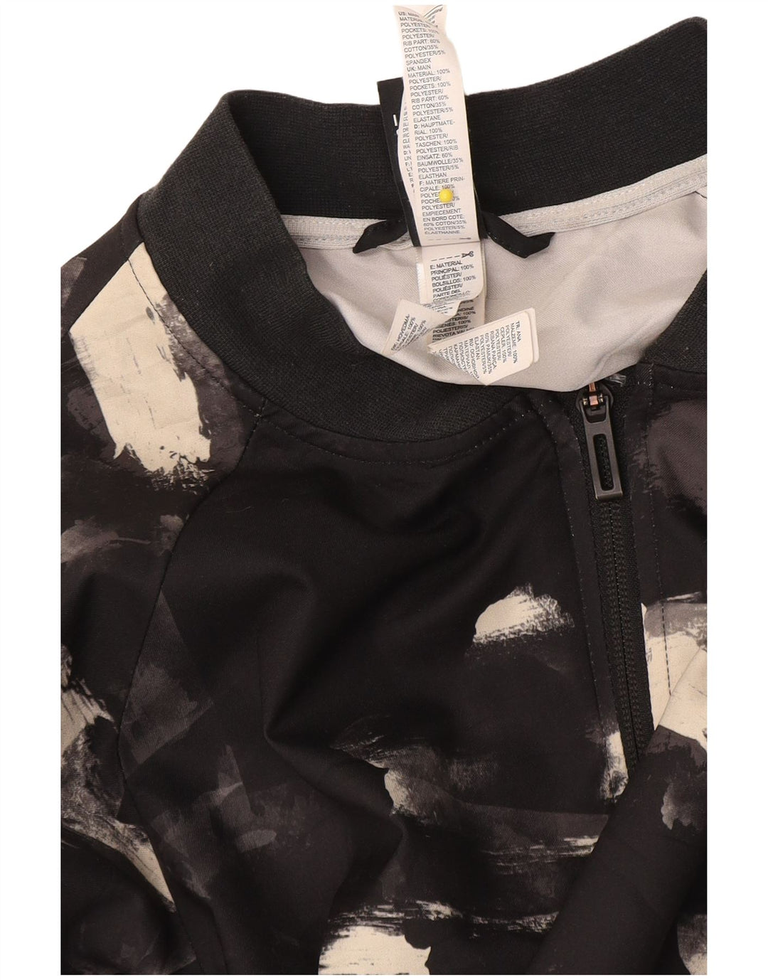 Giacca da ginnastica da donna con motivo astratto Adidas UK 10 piccola nera