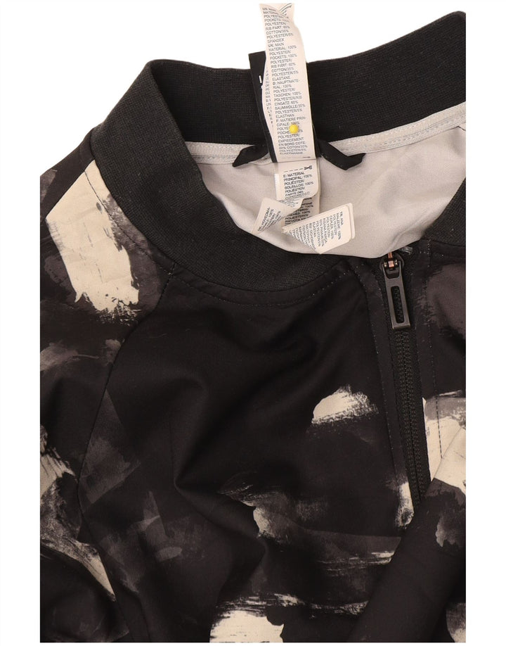 Giacca da ginnastica da donna con motivo astratto Adidas UK 10 piccola nera