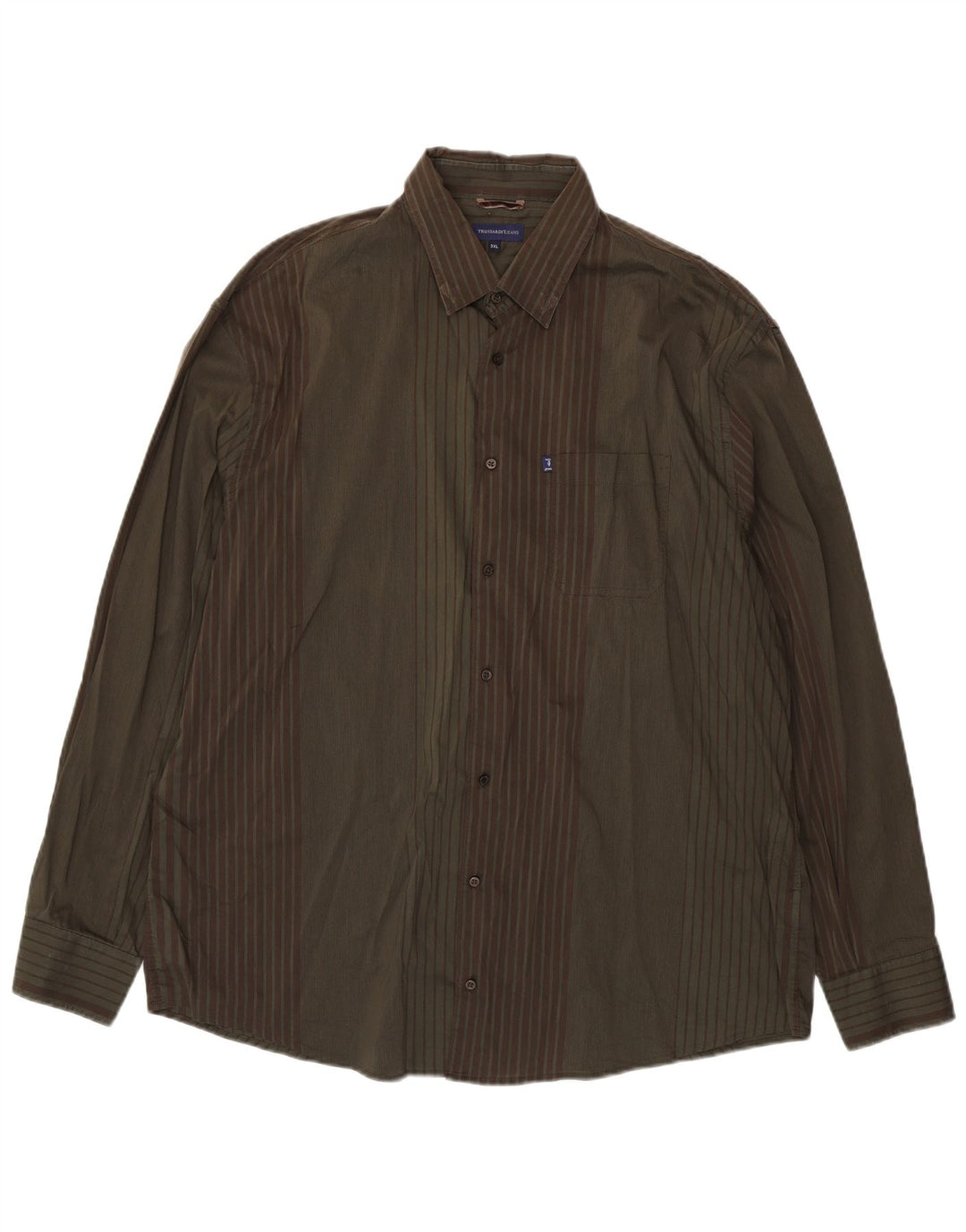 Camicia Uomo Trussardi Jeans 3XL Cotone Rigato Kaki