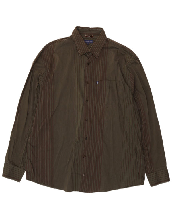 Camicia Uomo Trussardi Jeans 3XL Cotone Rigato Kaki