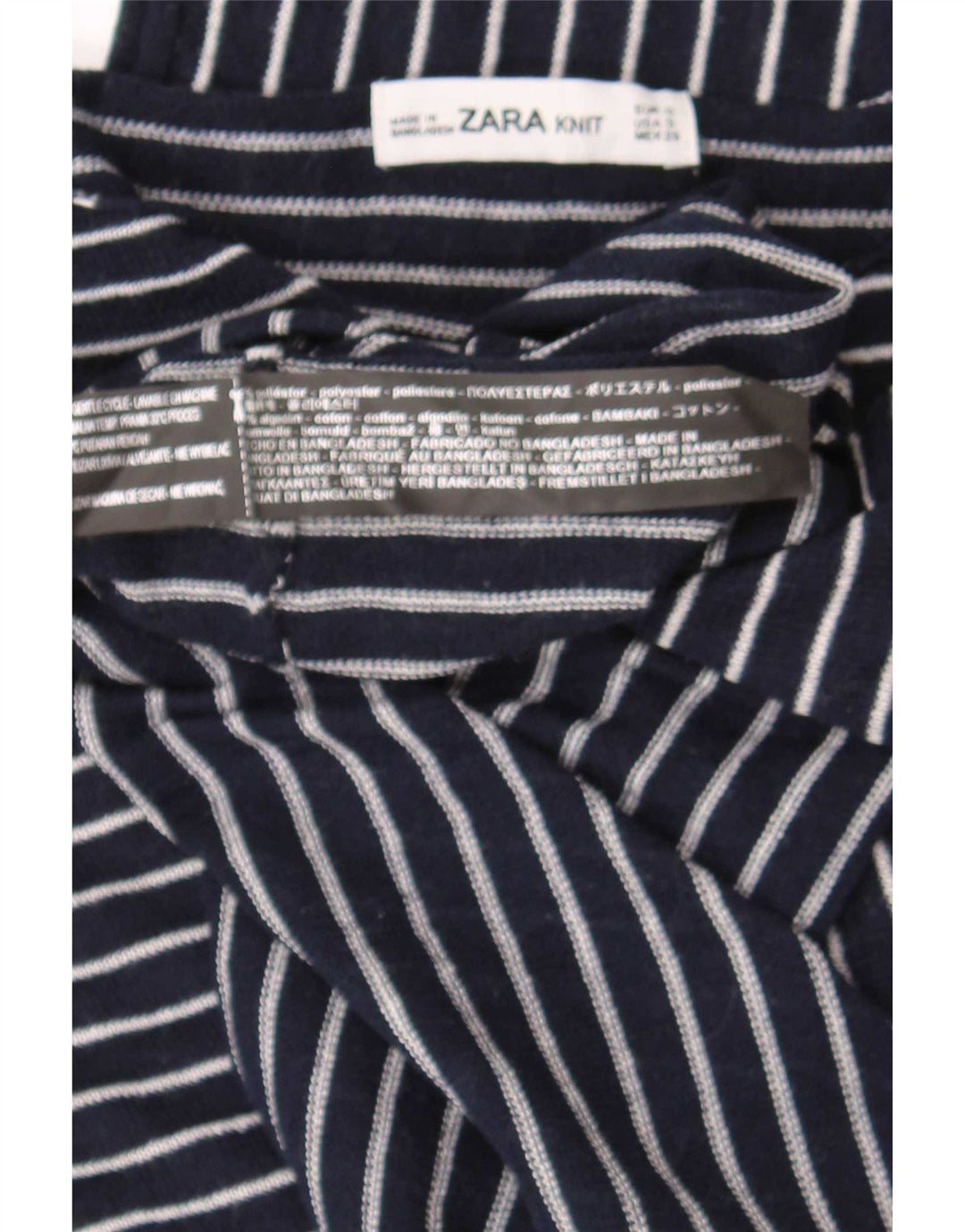 Top Zara da donna oversize con maniche a 3/4 UK 10 piccolo a righe blu navy