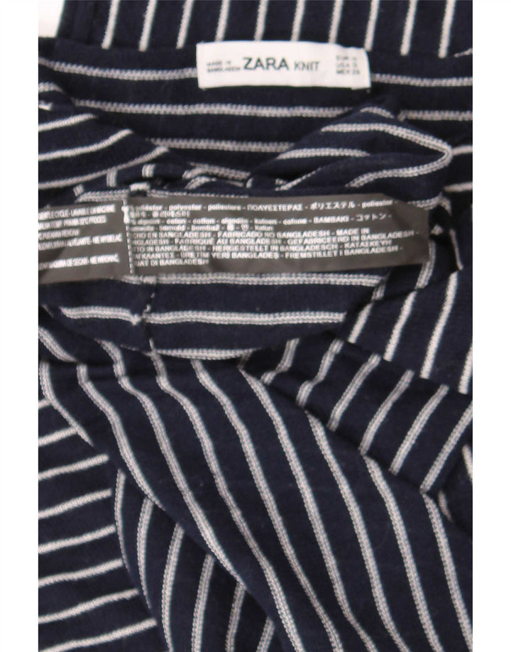 Top Zara da donna oversize con maniche a 3/4 UK 10 piccolo a righe blu navy