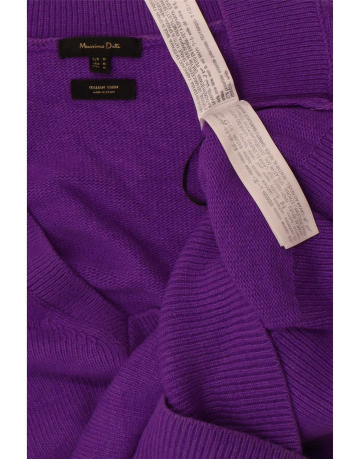 Massimo Dutti Maglione da donna con scollo a V UK 14 Lana viola medio