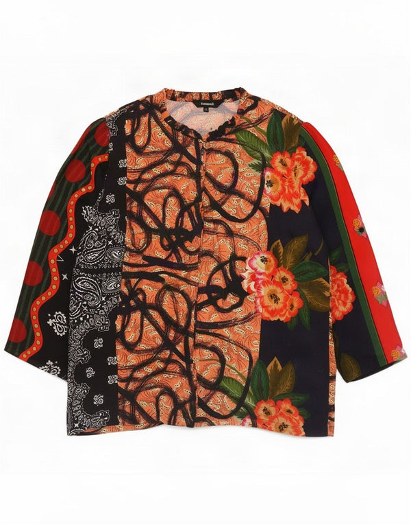 Desigual donna modello astratto camicia camicetta UK 18 XL multicolore