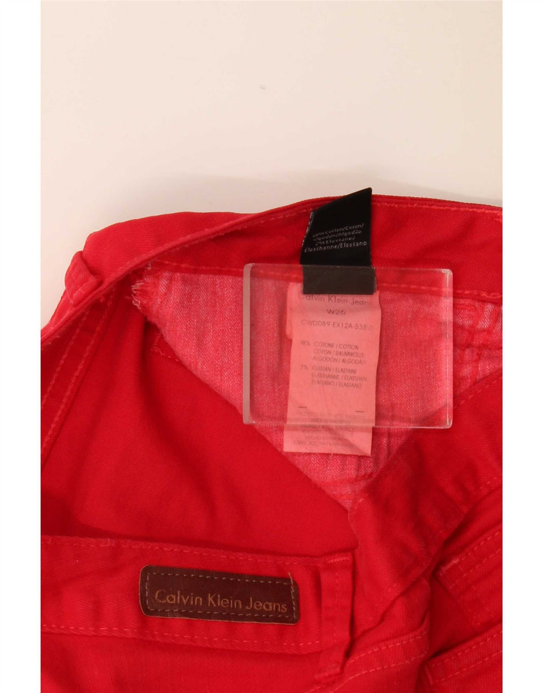 Pantaloncini di jeans da donna Calvin Klein W26 piccoli in cotone rosso