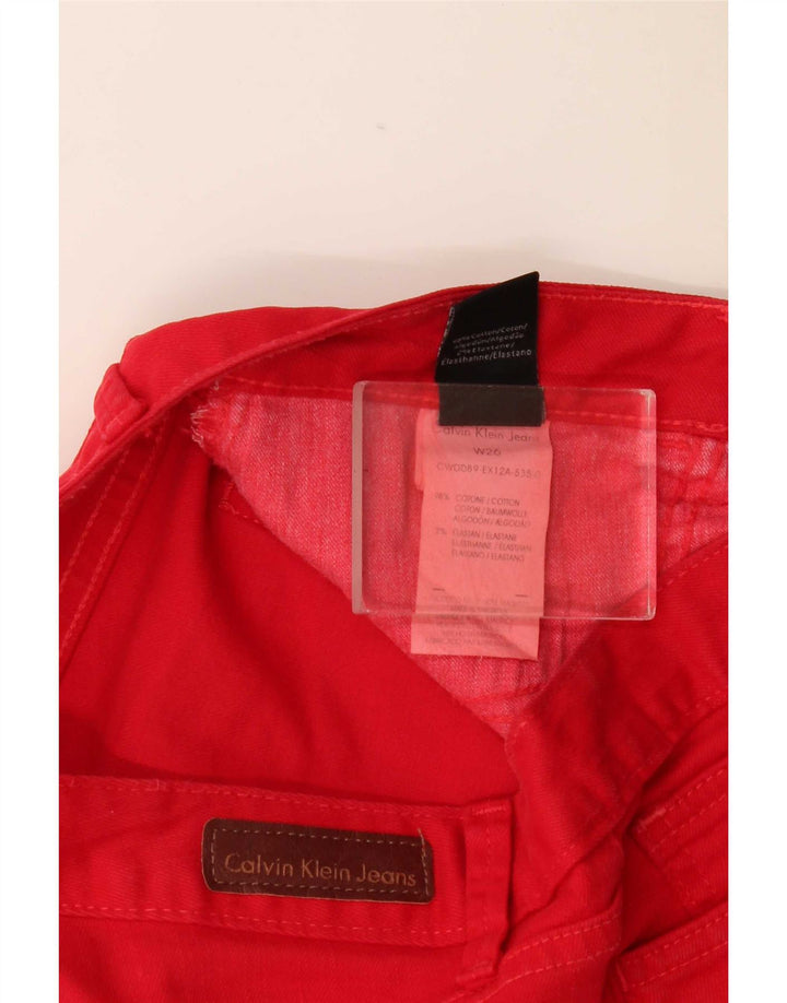 Pantaloncini di jeans da donna Calvin Klein W26 piccoli in cotone rosso
