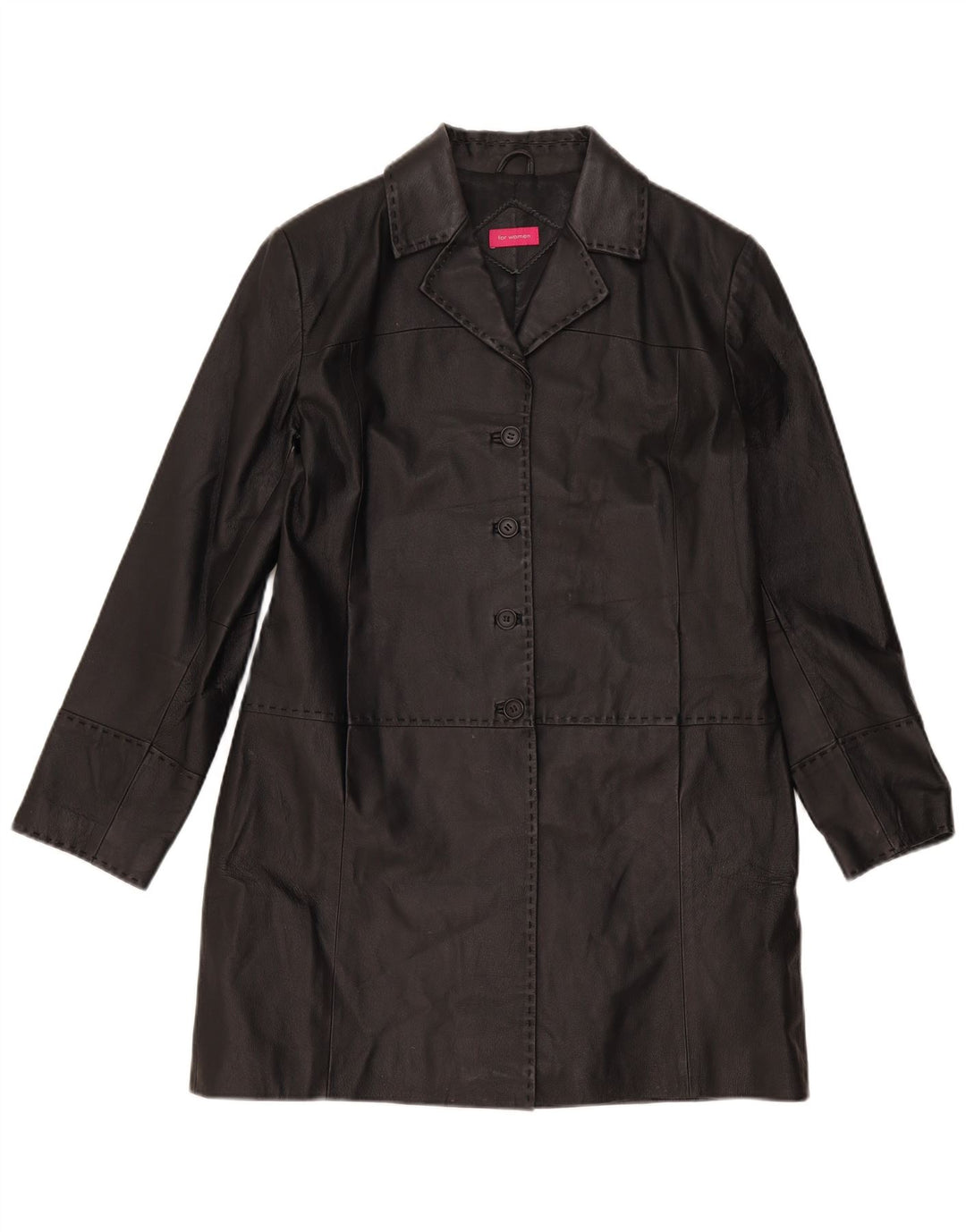 Cappotto in pelle da donna vintage UK 16 grande pelle nera