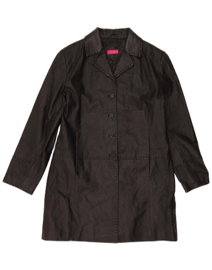 Cappotto in pelle da donna vintage UK 16 grande pelle nera