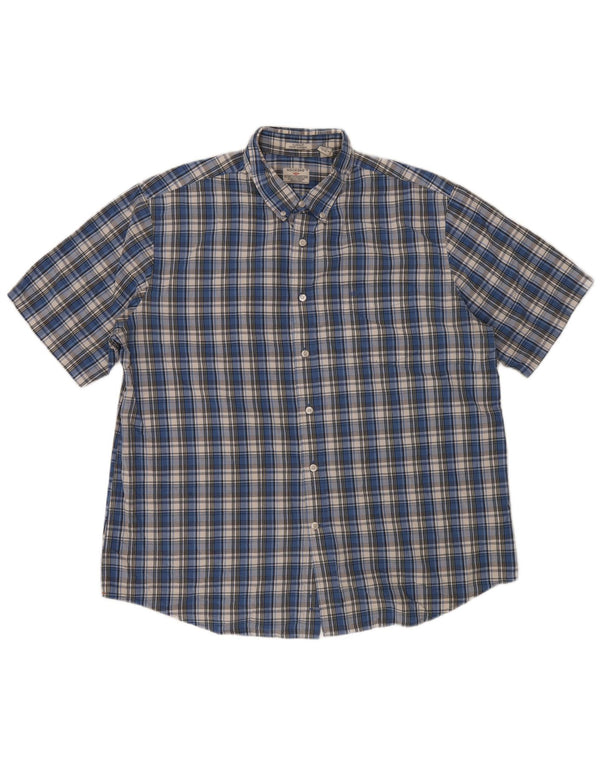 Camicia da uomo a maniche corte vestibilità classica Dockers XL in cotone a quadri blu