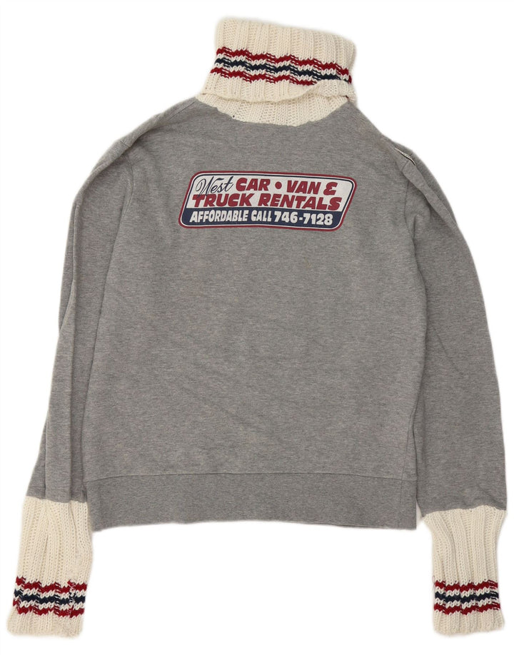 Zu Elements Felpa con grafica da donna Maglione UK 16 Large Grigio Colourblock
