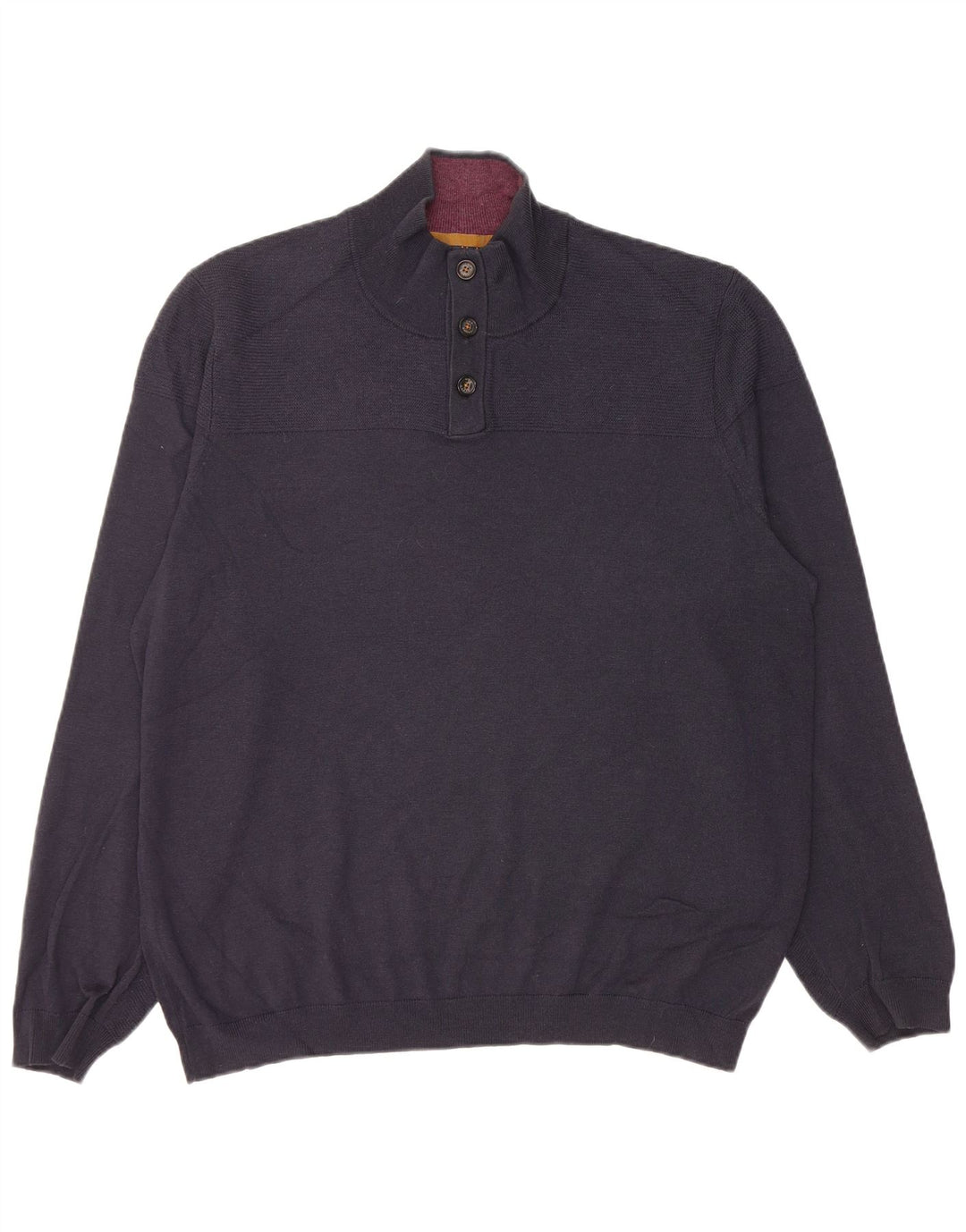Maglione da uomo con collo a bottoni Ted Baker taglia 6 2XL lana blu navy