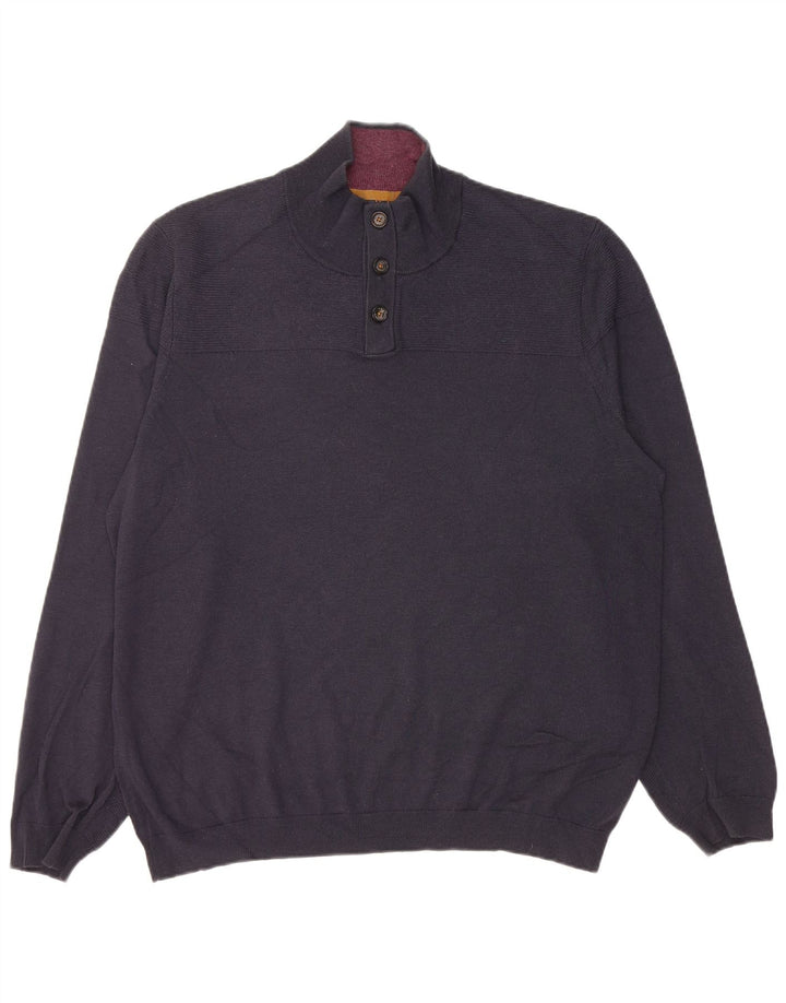 Maglione da uomo con collo a bottoni Ted Baker taglia 6 2XL lana blu navy