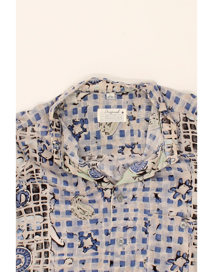 VINTAGE Mens Shirt Size 41/42 Large Blue Paisley Vintage Vintage and Second-Hand Vintage from Messina Hembry 