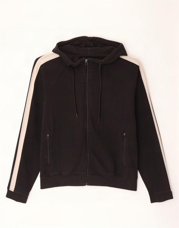 Maglione con cappuccio e zip da uomo Zara in cotone color block medio nero