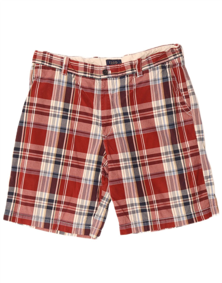 Pantaloncini chino da uomo IZOD W38 XL in cotone a quadri rossi