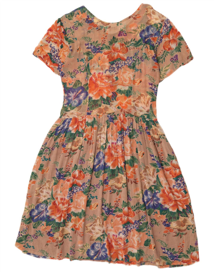 Abito vintage da donna a trapezio IT 44 medio floreale multicolore