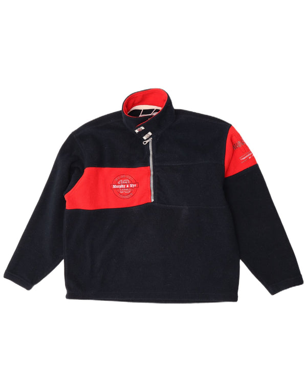 Murphy & Nye Maglione in pile con collo con zip grafico da uomo XL Blu navy a blocchi di colore