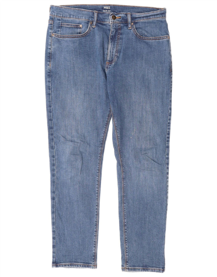 Jeans slim da donna Marks & Spencer W32 L29 cotone blu