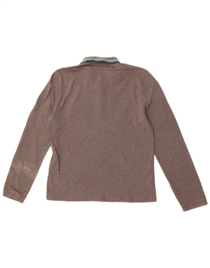 Polo da uomo a maniche lunghe Lacoste taglia 4 in cotone grigio medio