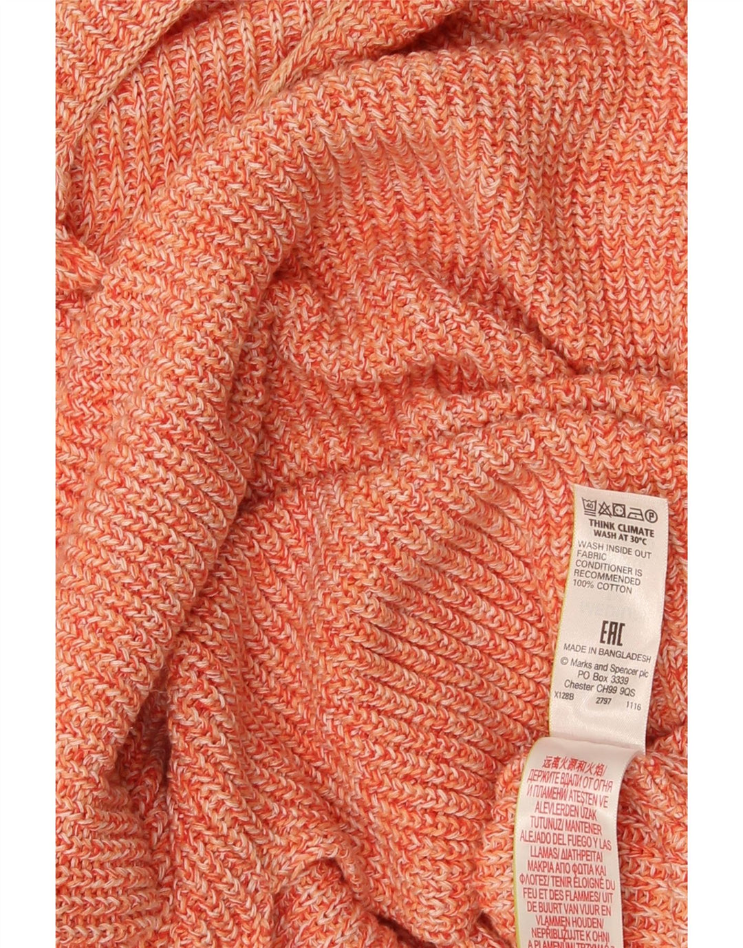 Maglione da donna Marks & Spencer con scollo a barca UK 14 Medio arancione screziato