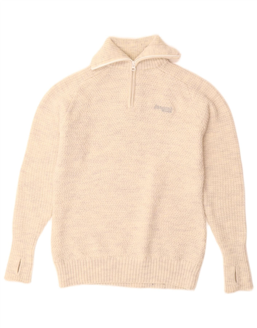 Bergans Maglione da uomo con zip e collo in lana merino screziata beige medio