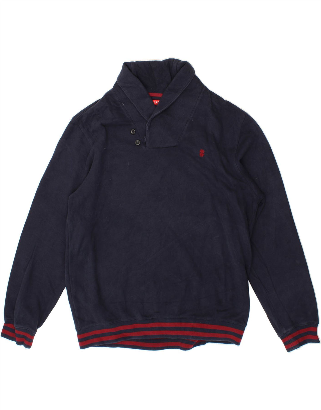 IZOD Mens Shawl Neck Jumper Sweater XL Navy Blue Cotton Vintage Izod and Second-Hand Izod from Messina Hembry 